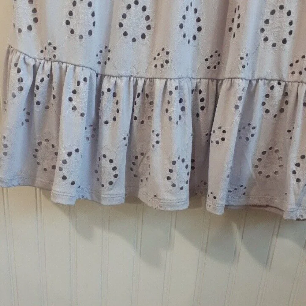 As U Wish Dress Womens XL Lavender Eyelet‎ Babydoll Style Mini Ruffle Hem